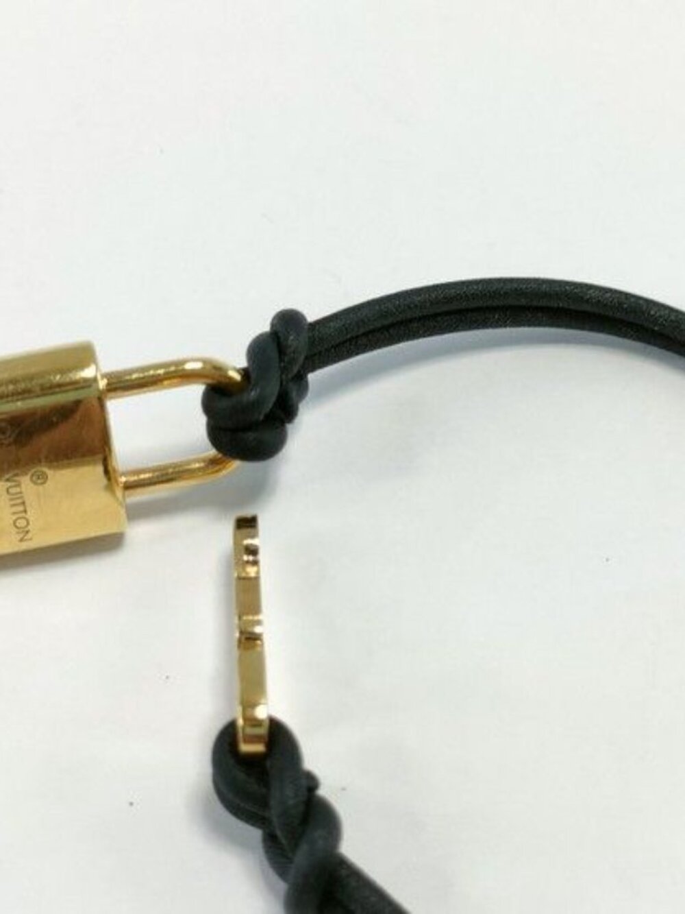 Louis Vuitton Bracelet LV Padlock Gold Black Leather Metal - Picture 5 of 10